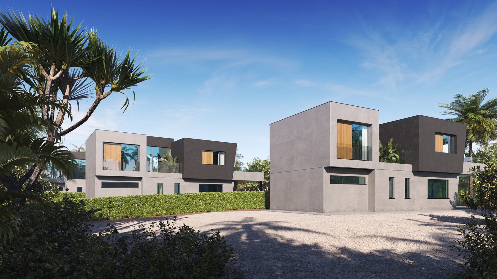 Modern exterior of a 3-bedroom villa with mountain, garden, and city views in Calpe - The Estates