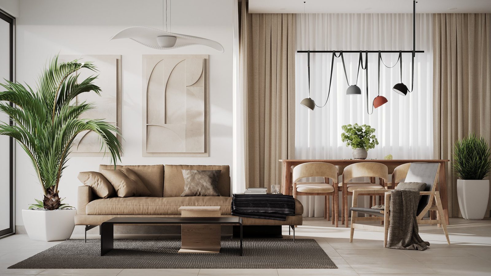 Stylish living room interior of a 3-bedroom villa in Calpe - The Estates