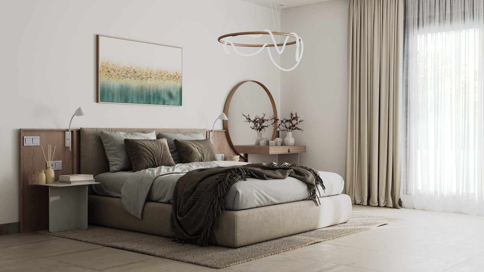 Stylish bedroom interior of a 3-bedroom villa in Calpe - The Estates