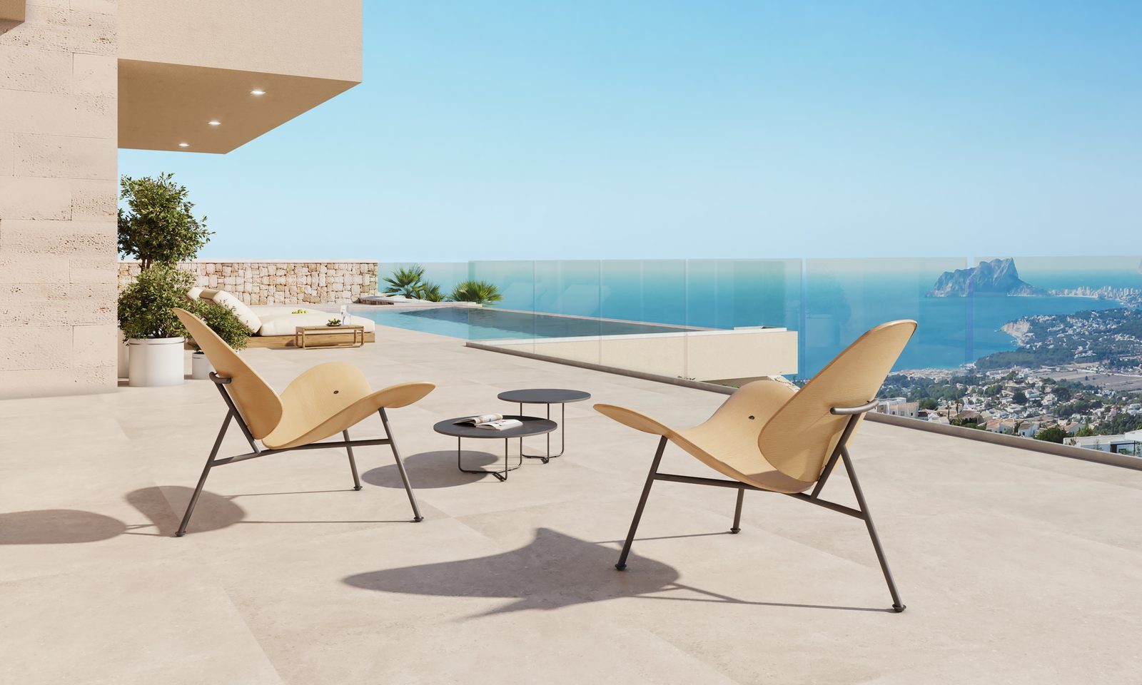 Terrace with infinity pool, loungers