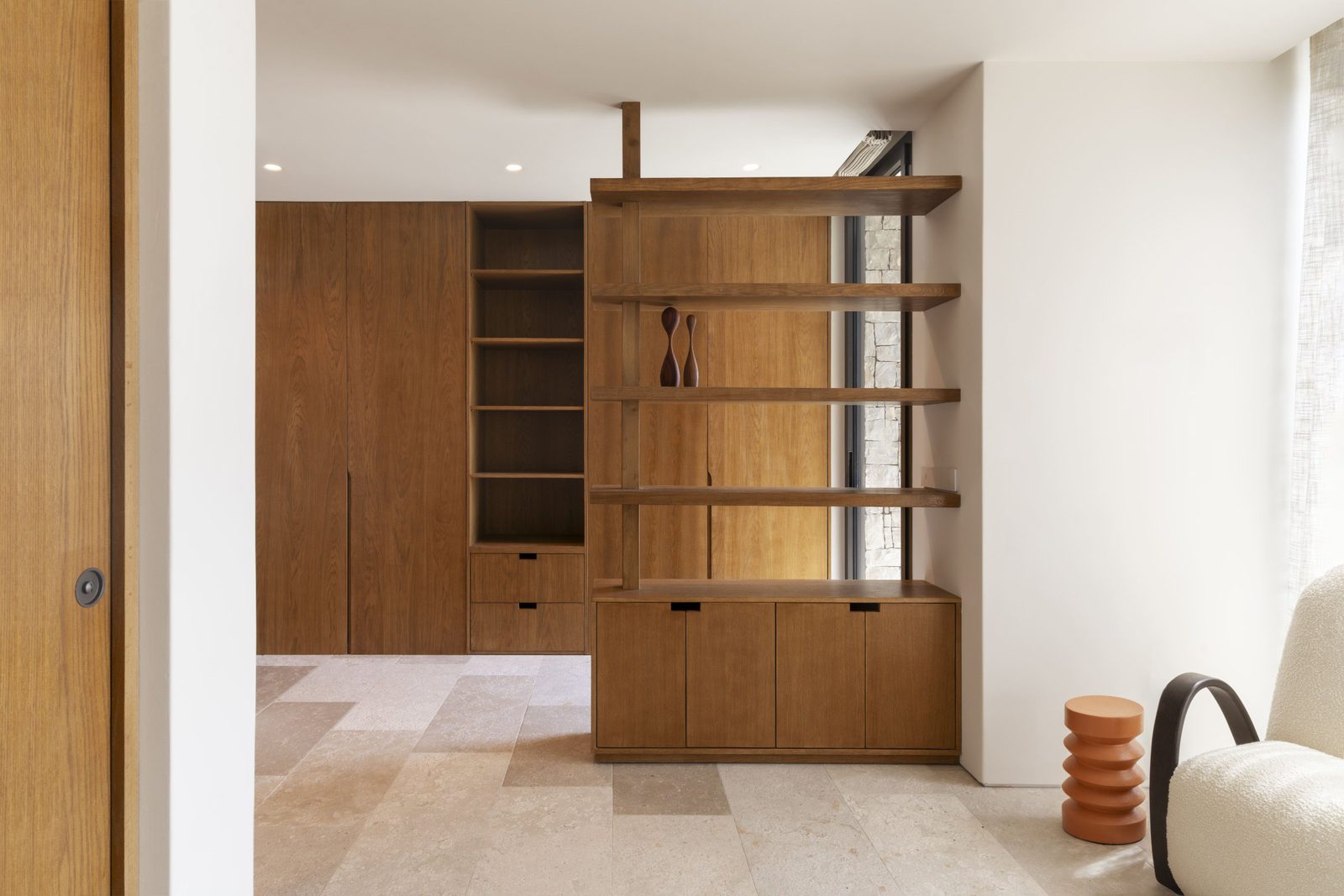 Stylish wooden shelving and built-in storage in a 5-bedroom villa in Javea - The Estates