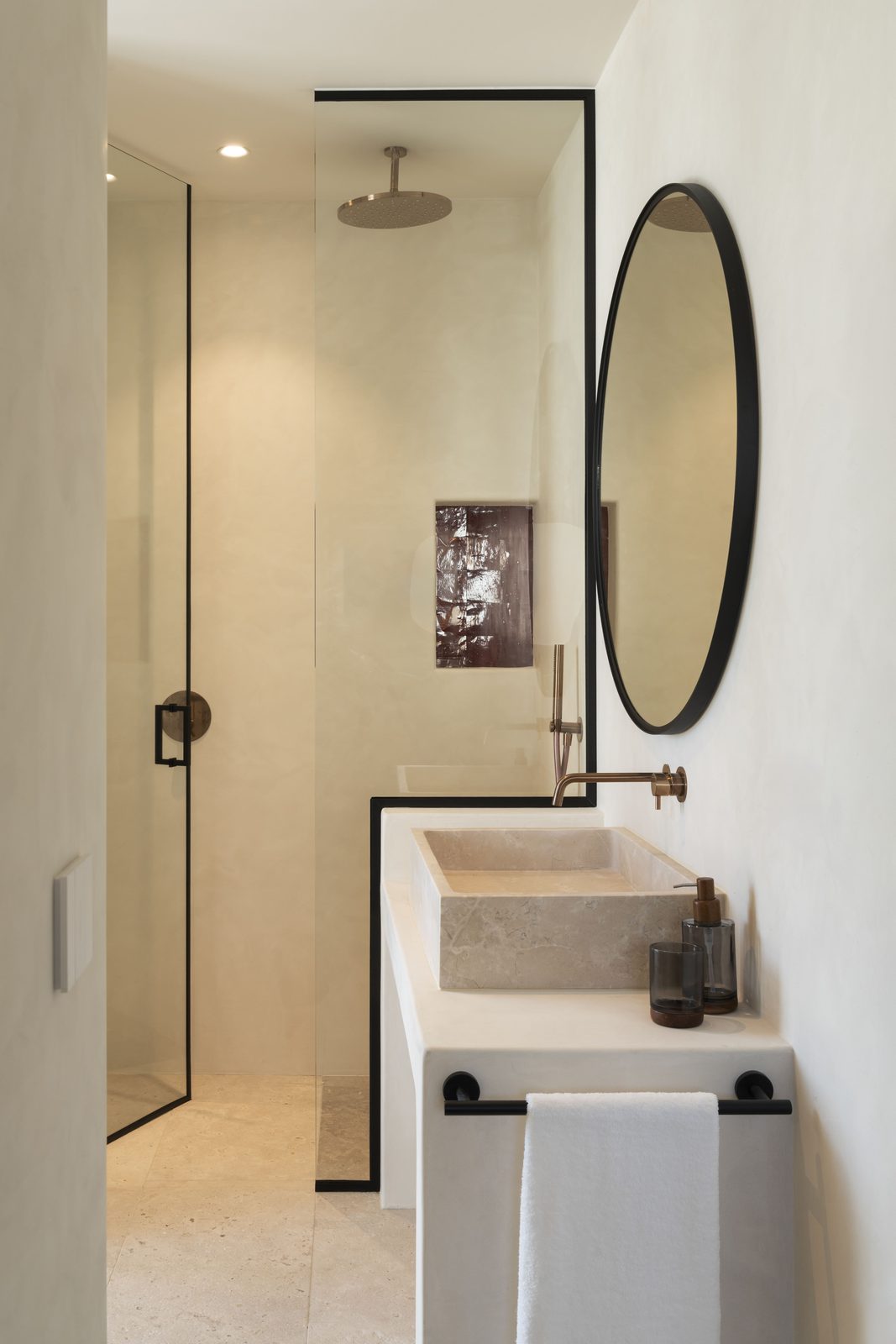 Modern bathroom design with a walk-in shower and stylish fixtures in a 5-bedroom villa in Javea - The Estates