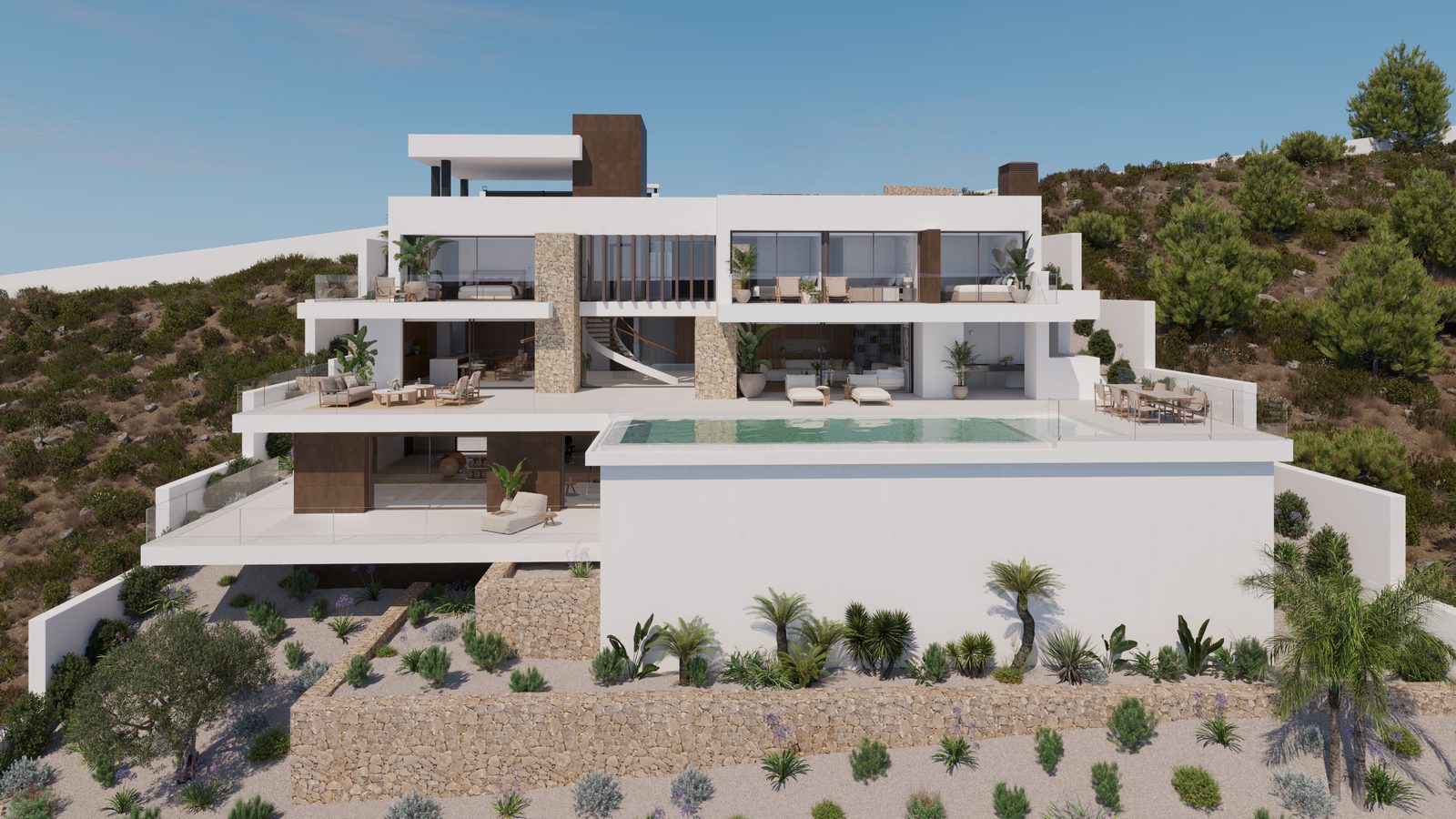 Modern villa exterior with sea views in Benitachell - The Estates