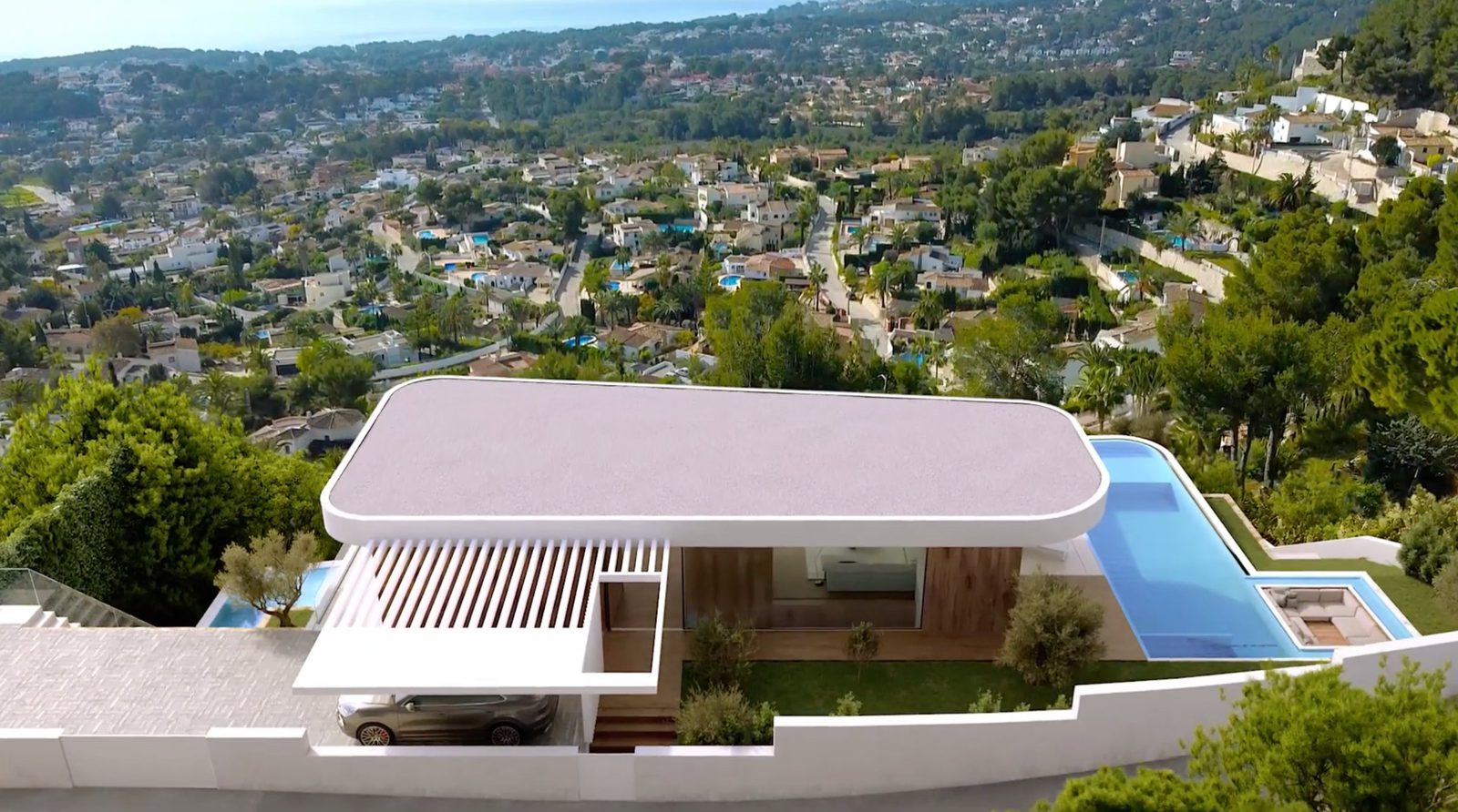 Panoramic sea and mountain views from a modern 4-bedroom villa in Moraira - The Estates