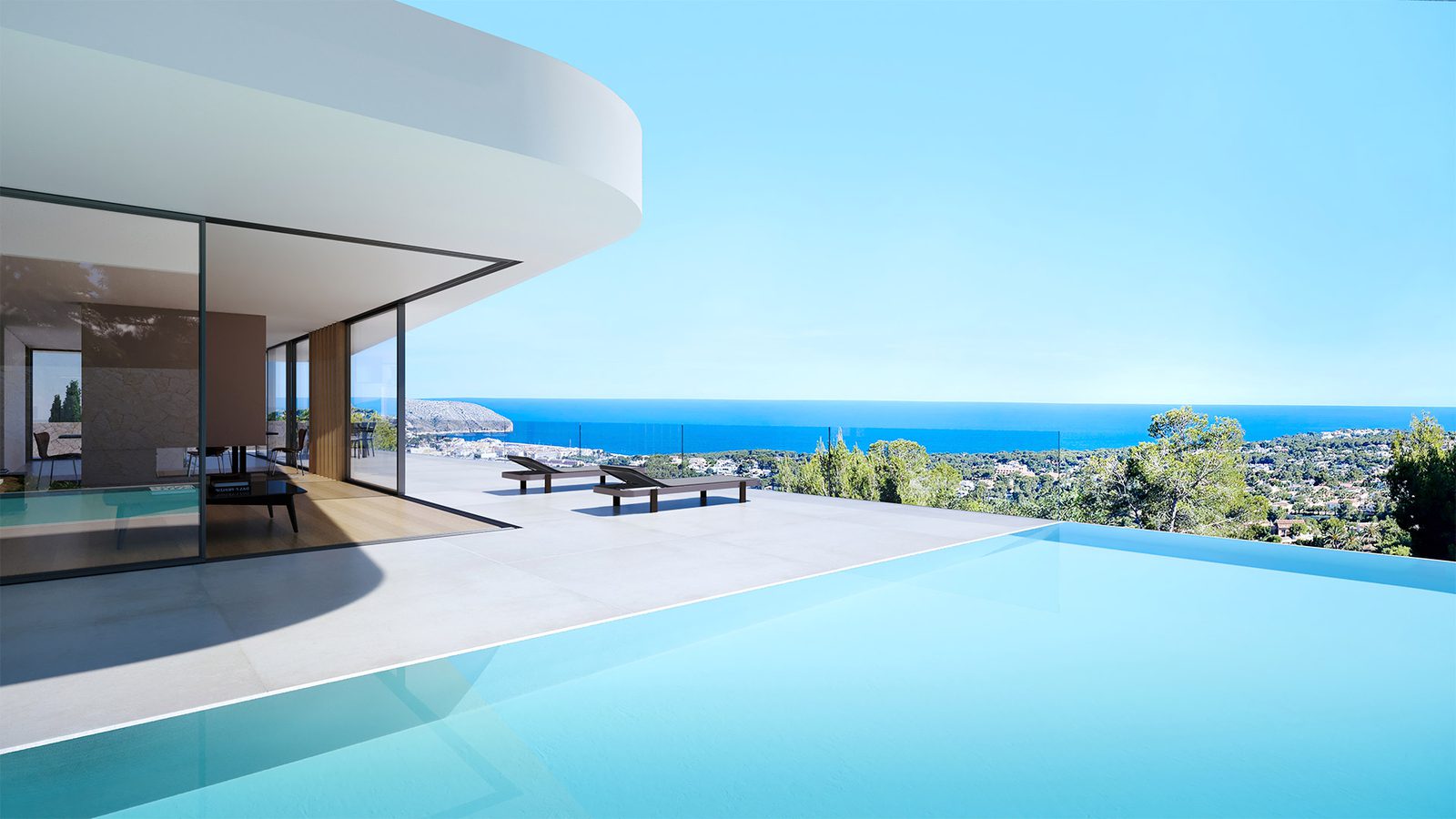 Stunning sea and mountain views from the terrace of a 4-bedroom villa in Moraira - The Estates