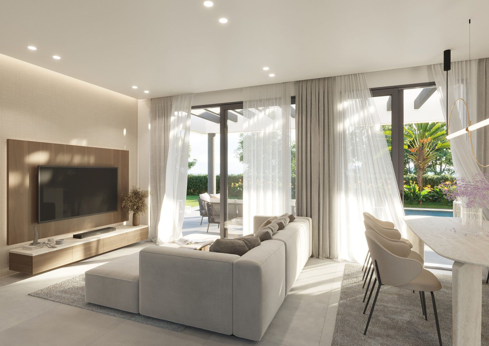 Stylish living room with sea views in a 4-bedroom villa in Finestrat - The Estates