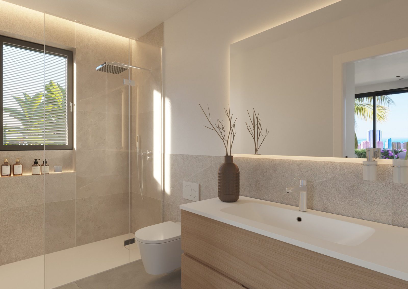 Modern bathroom interior of a 4-bedroom villa in Finestrat - The Estates