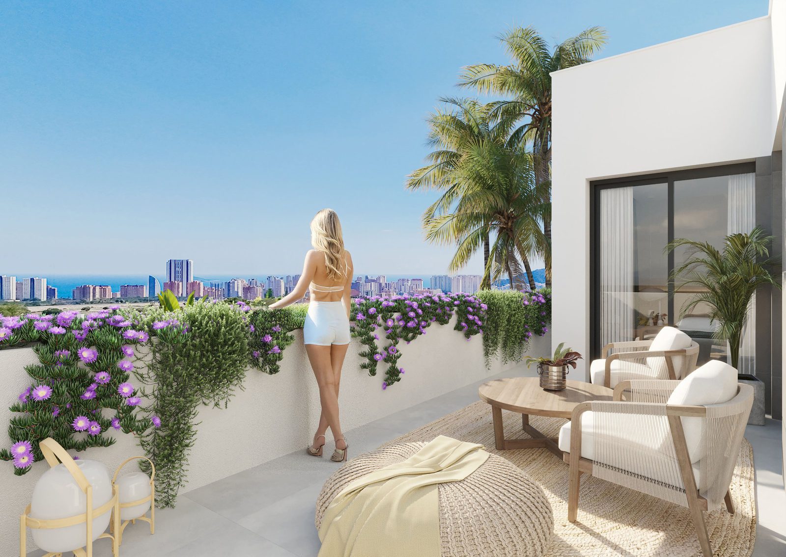 Stunning sea views from a 4-bedroom villa with a terrace and lounge area in Finestrat - The Estates