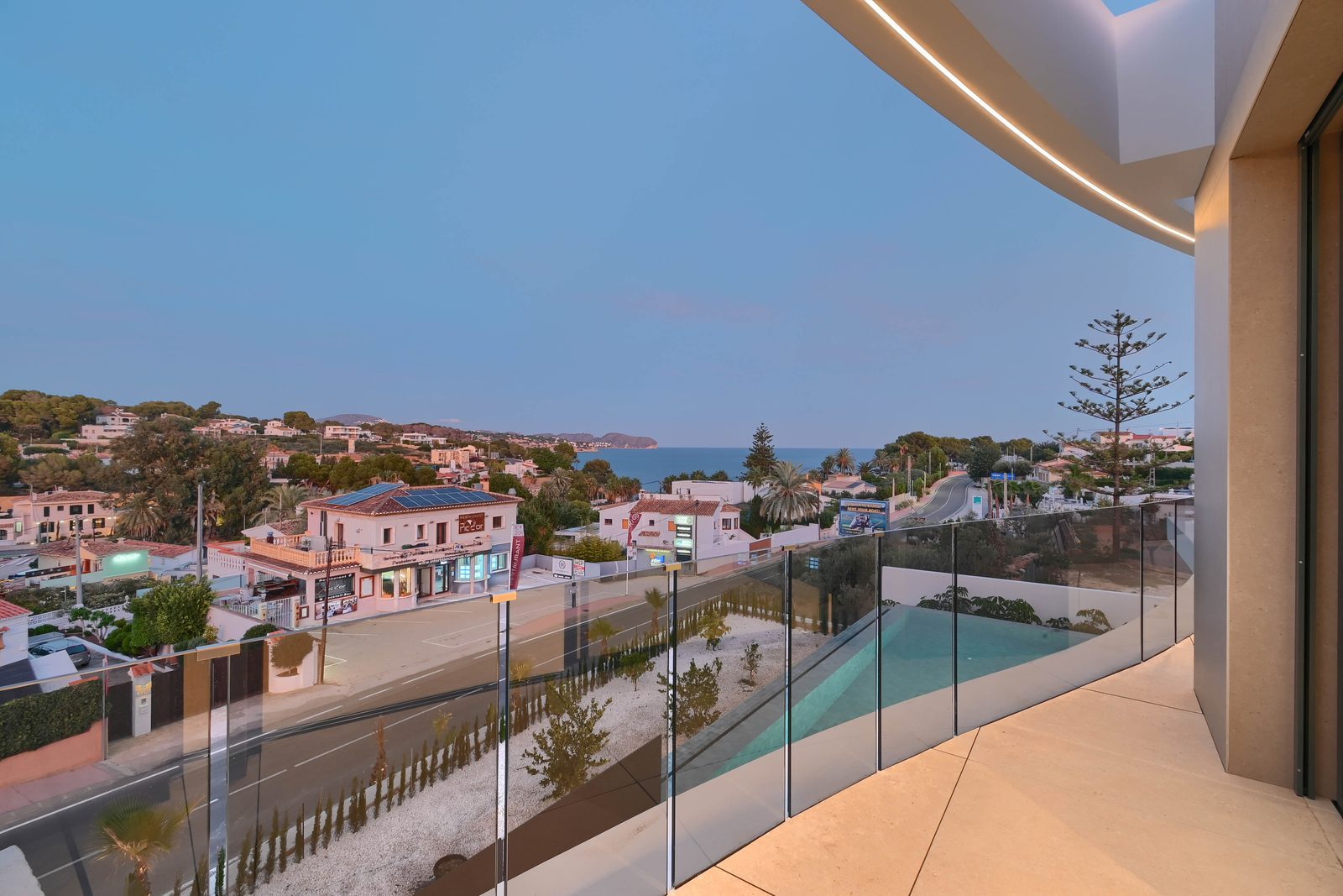 Sea-view terrace with pool overlooking La Fust