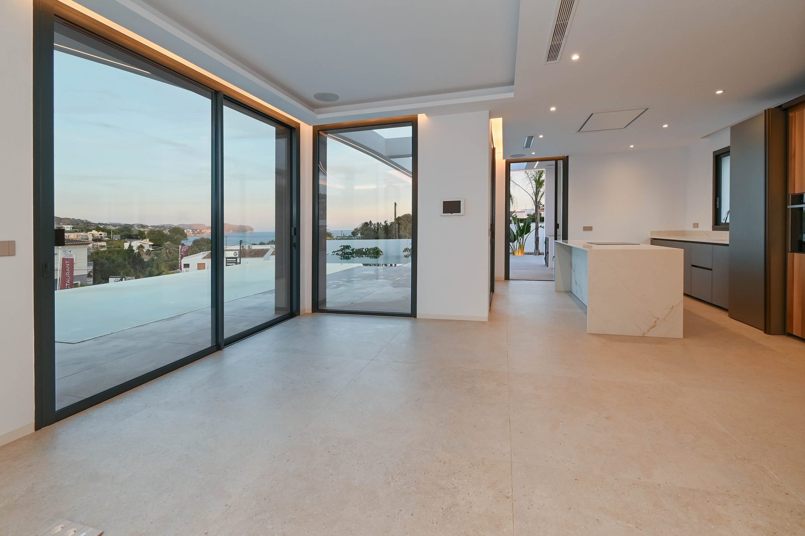 Modern open-plan kitchen and living area