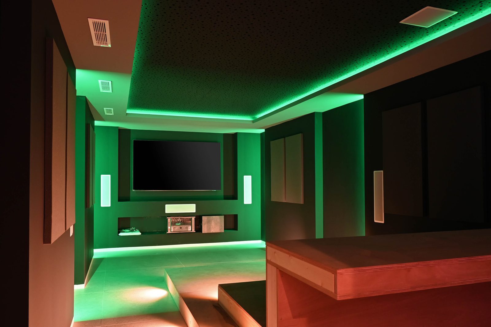 Home cinema with green LED