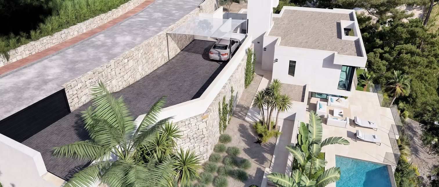 Aerial view of a modern villa,