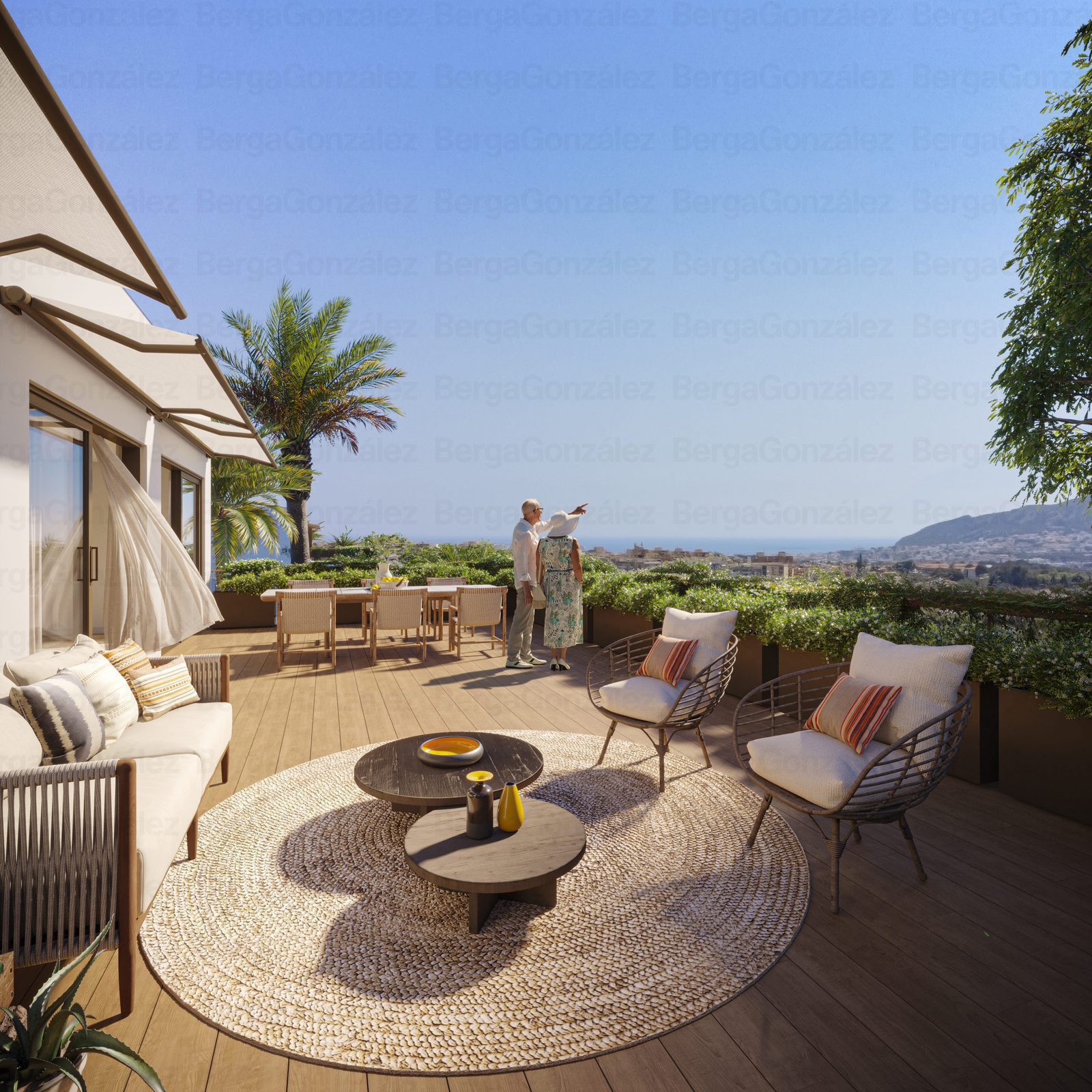 A garden view from a 1-bedroom apartment with outdoor seating in Alfaz del Pi - The Estates