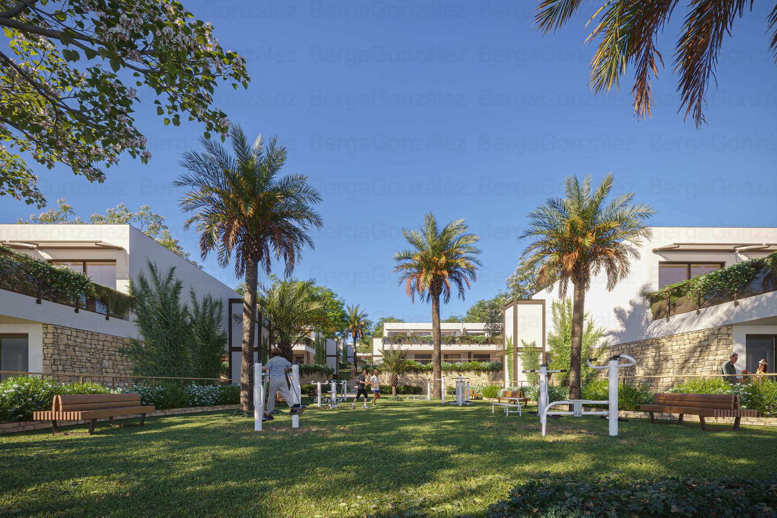 A view of the garden surrounding a 1-bedroom apartment in Alfaz del Pi - The Estates