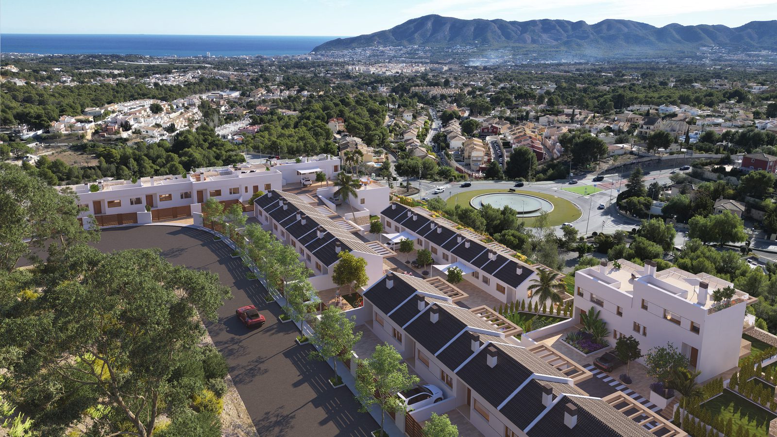 Panoramic sea and city views from a 4-bedroom townhouse in Montebello, La Nucía - The Estates