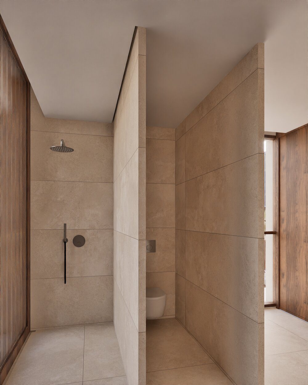 Modern bathroom with walk-in shower in a 3-bedroom villa in Denia - The Estates