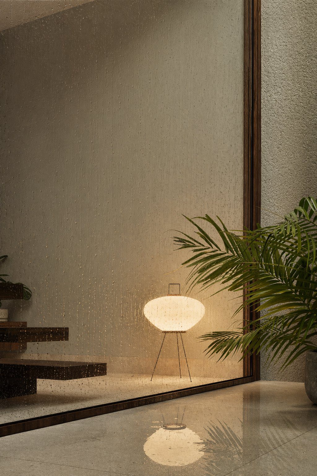 Stylish interior with a palm and lamp in a 3-bedroom villa in Denia - The Estates