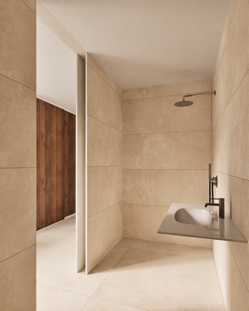 Modern bathroom with walk-in shower in a 3-bedroom villa in Denia - The Estates