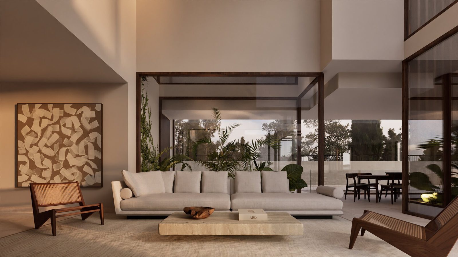 Stylish living room with garden and mountain views in a 3-bedroom villa in Denia - The Estates