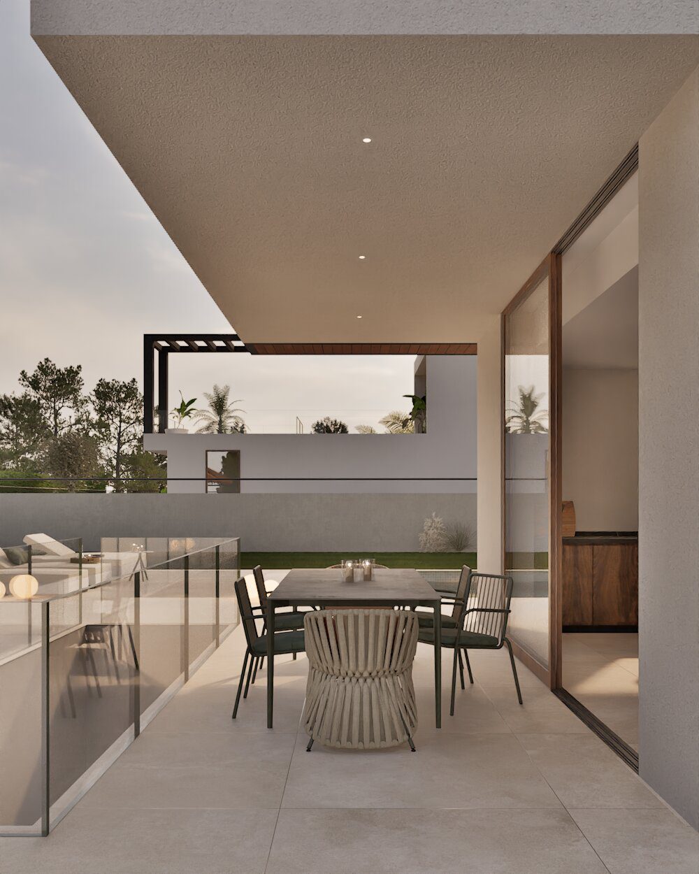 Outdoor dining area on a terrace of a 3-bedroom villa in Denia - The Estates