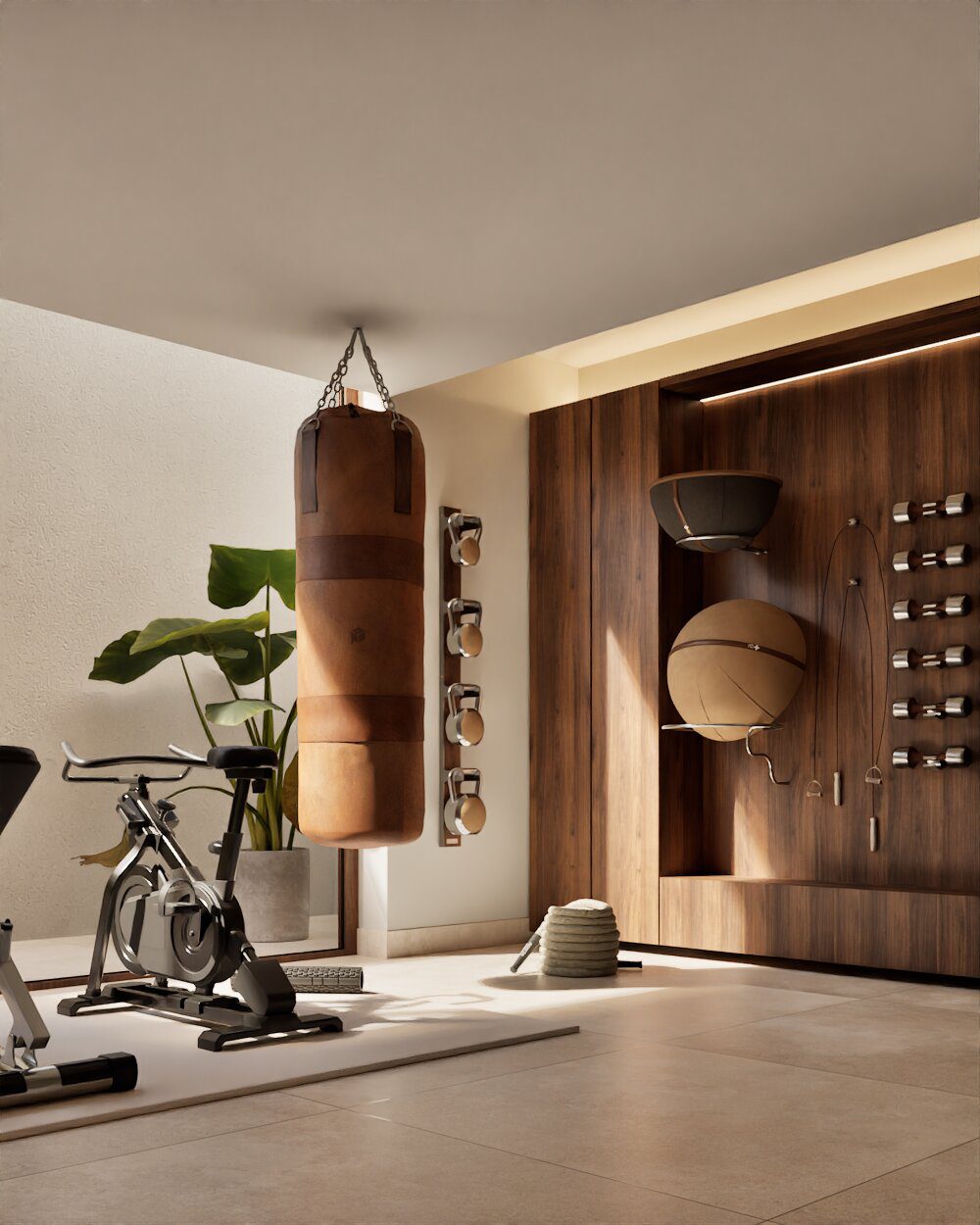 A modern home gym in a 3-bedroom villa in Denia - The Estates