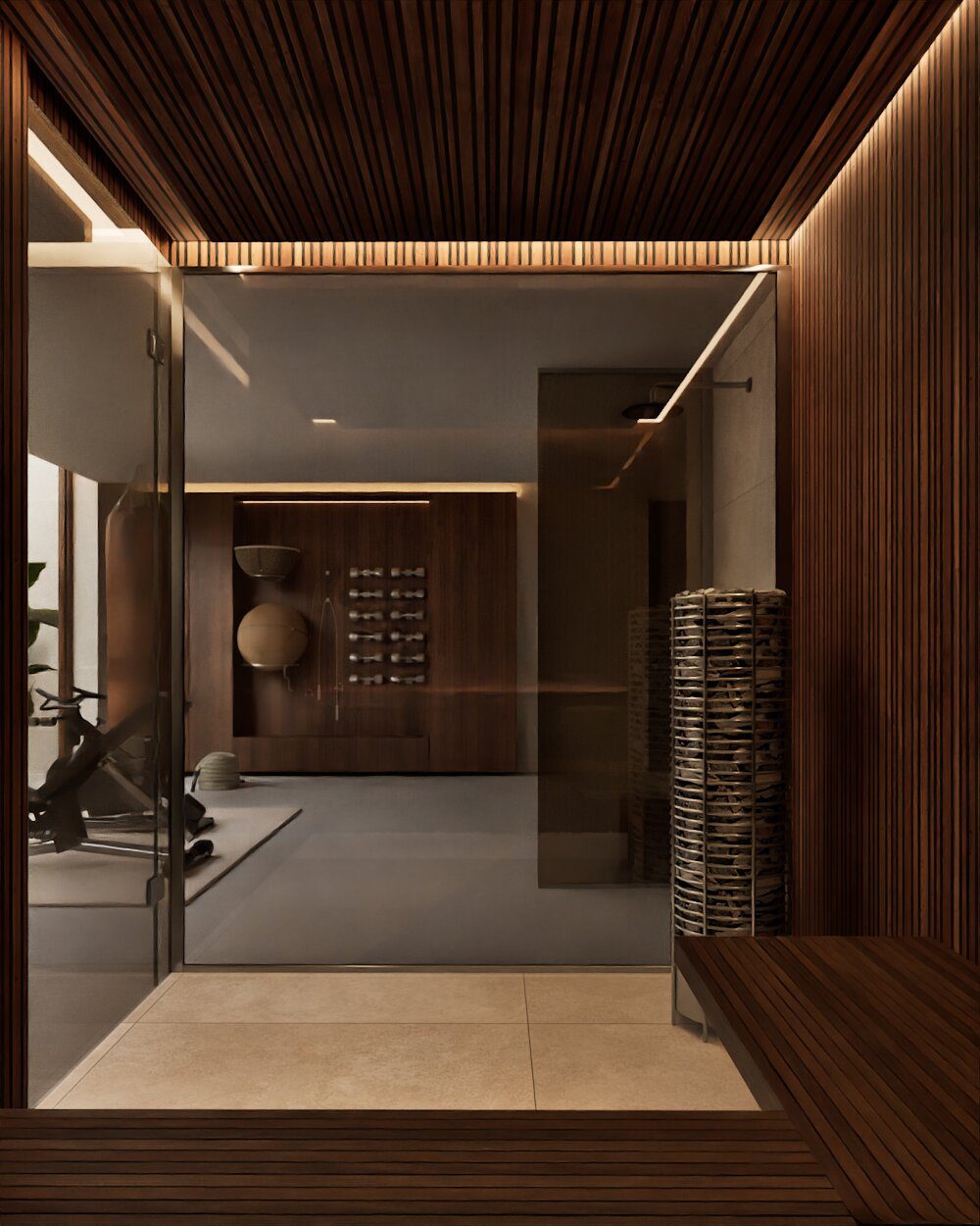 Stylish interior of a modern gym area in a 3-bedroom villa in Denia - The Estates