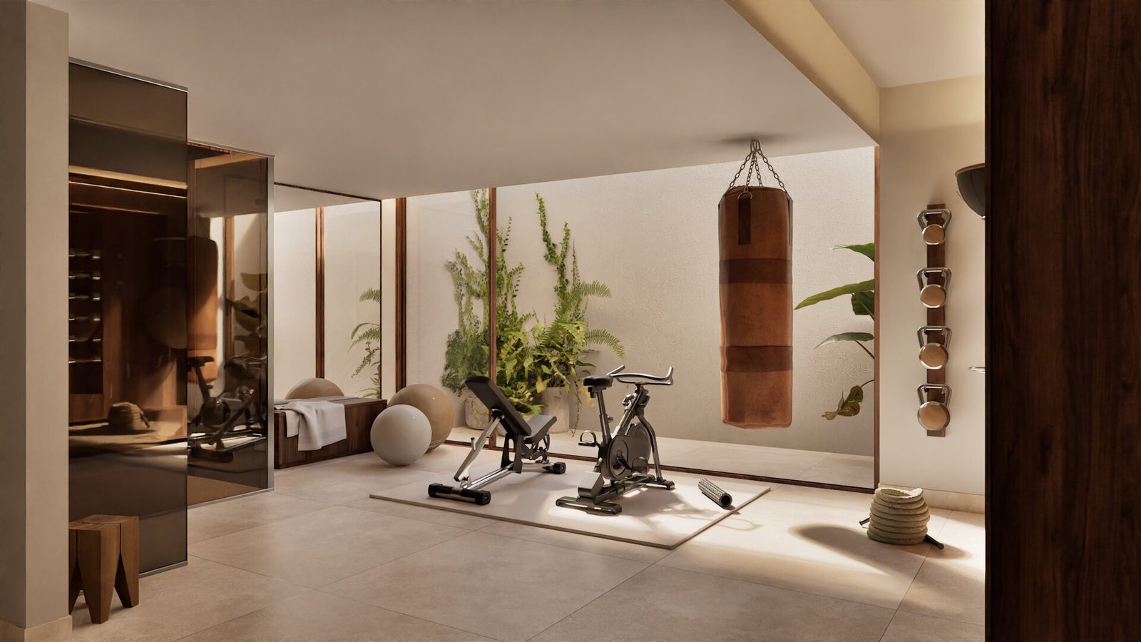 A modern home gym within a 3-bedroom villa in Denia - The Estates
