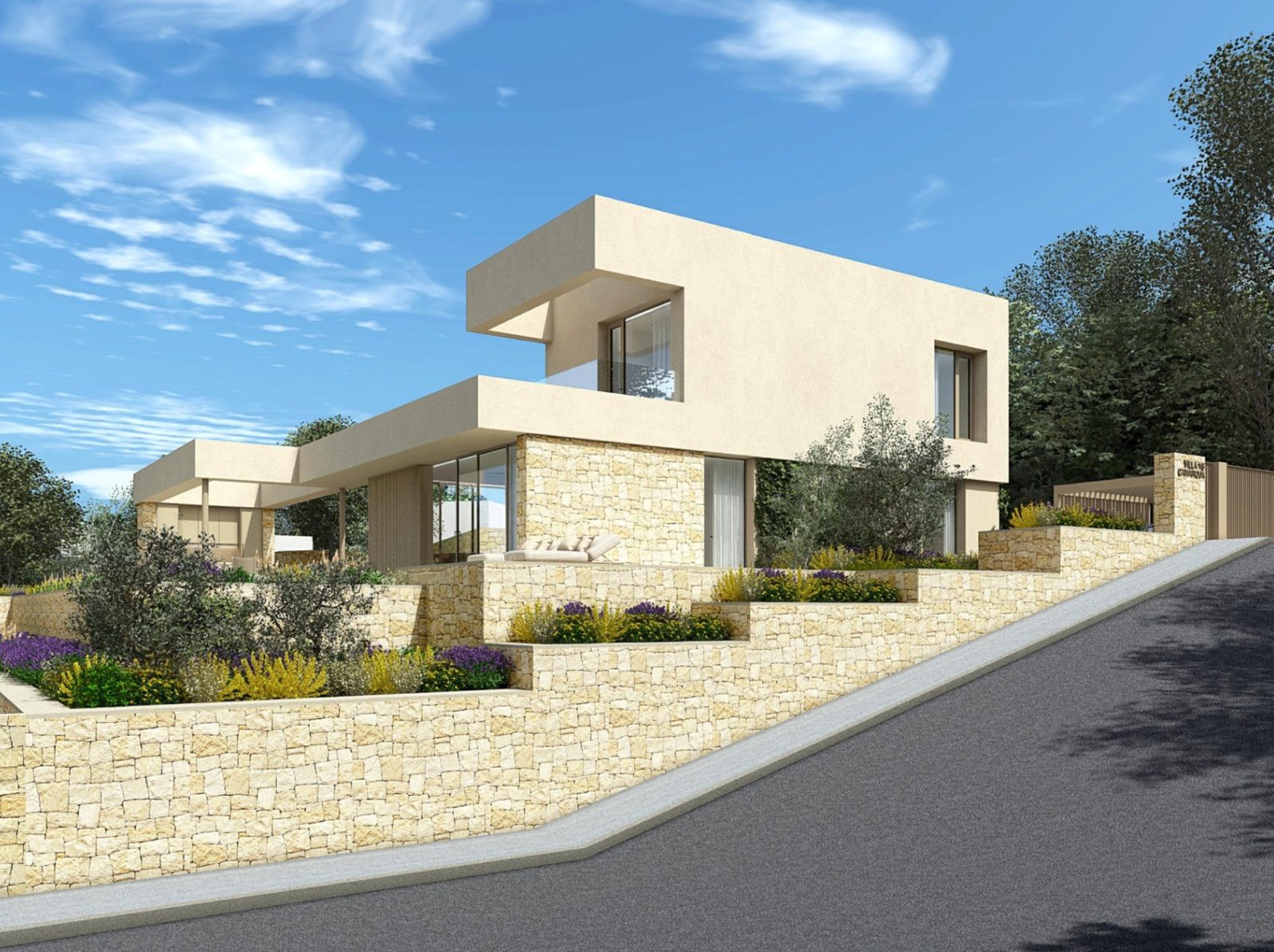 Exterior view of a modern 3-bedroom villa with sea views in Dénia - The Estates