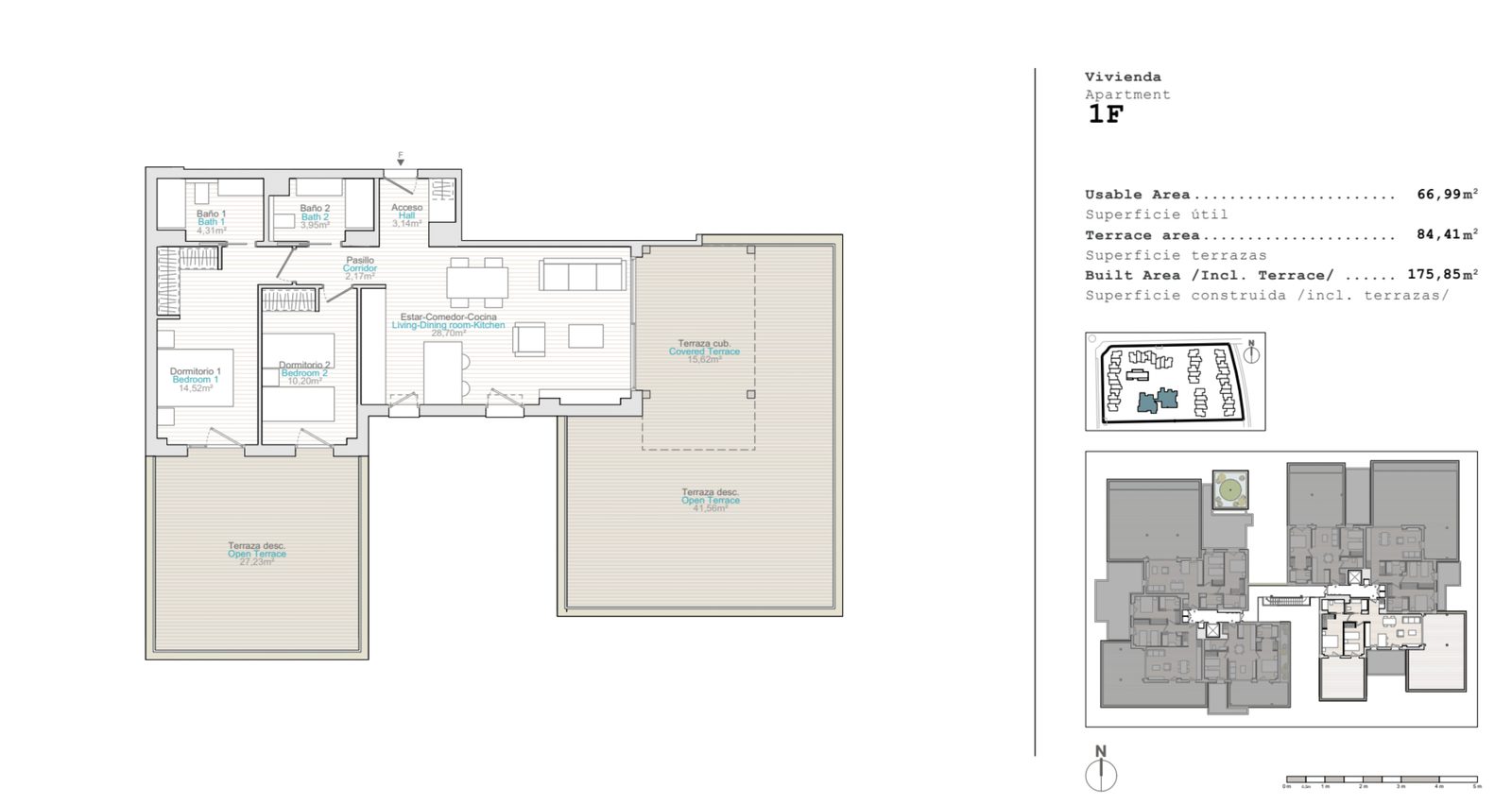 Floor plan of a 2-bedroom apartment in El Verger - The Estates